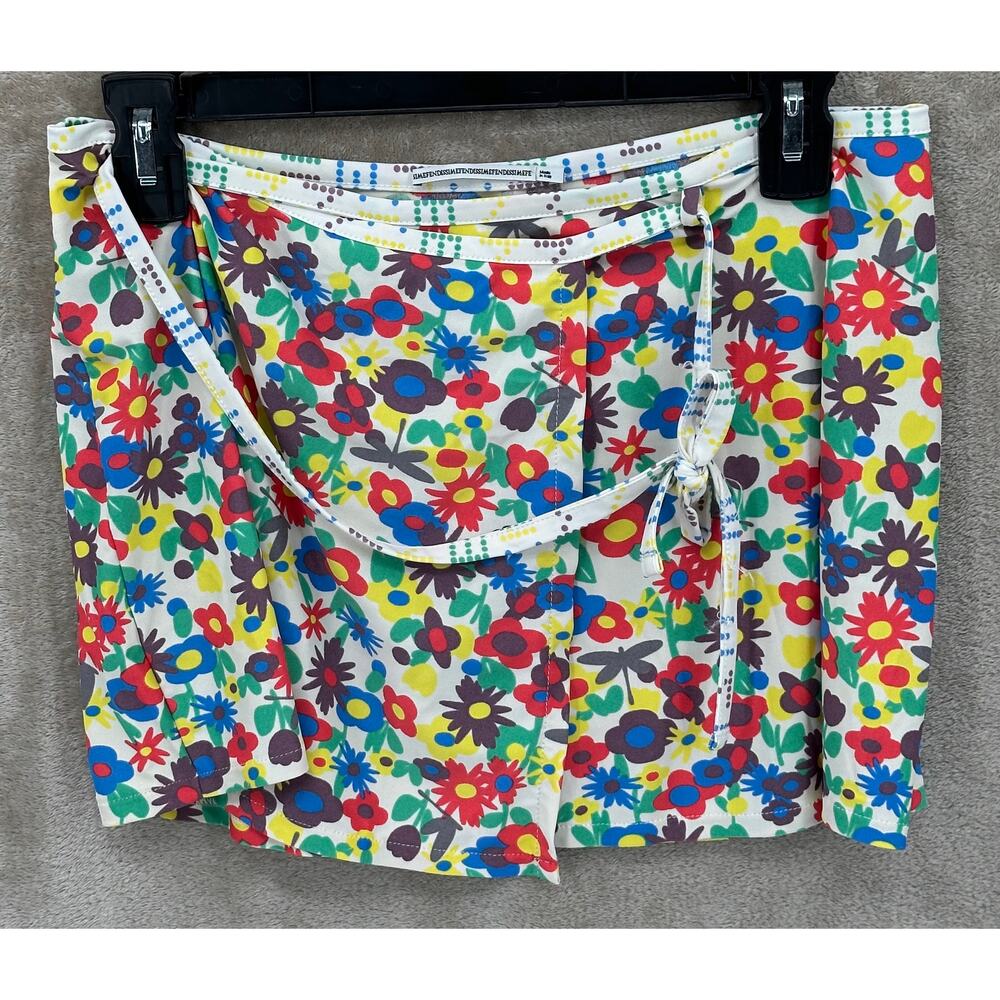 Vintage Fendissimi Fendi Skirt Womens 42 US 6 Floral Wrap Mini Colorful Y2K Club